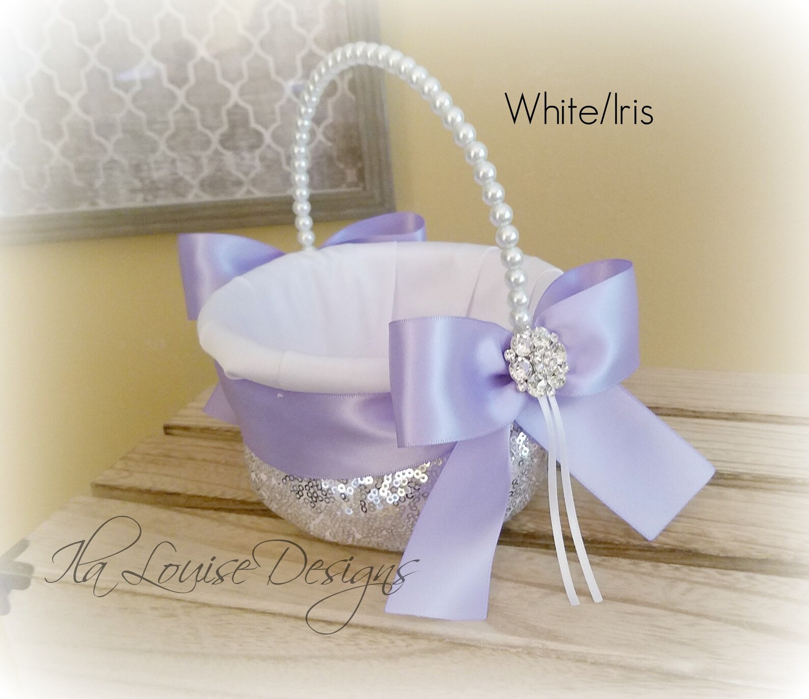 Flower Girl Basket Silver Sequined Flower Girl Basket Silver Etsy