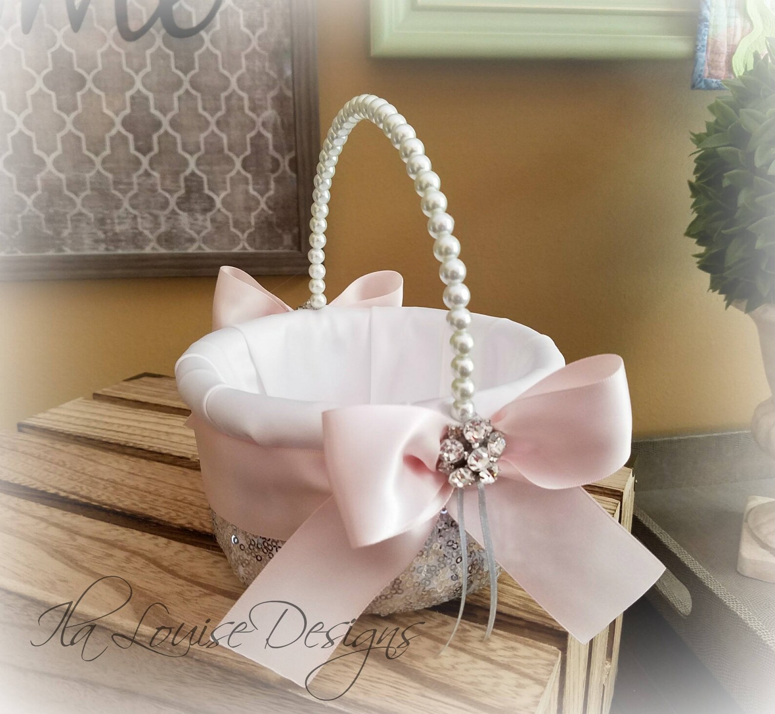 Flower Girl Basket Silver Sequined Flower Girl Basket Silver Etsy