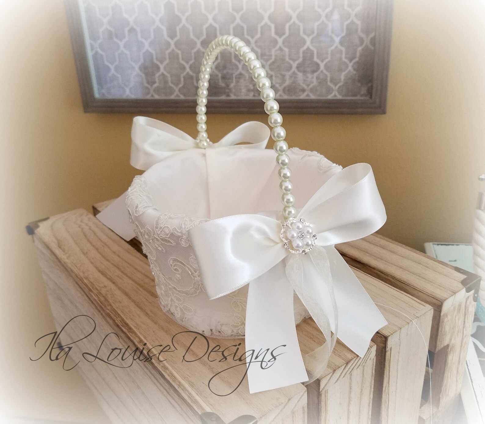 Beaded Flower Girl Basket Lace Flower Girl Basket Flower Etsy