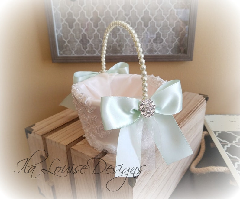 Flower Girl Basket Ivory Lace Flower Girl Basket Flower Girl Etsy