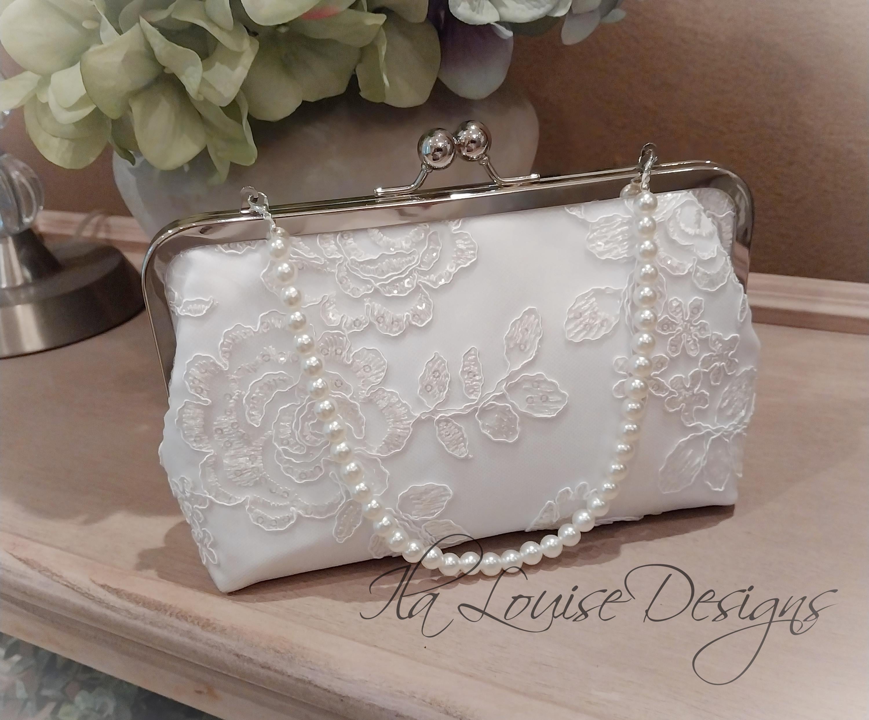 White Bridal Clutch, White Satin Bridal Clutch, White Bridal Purse