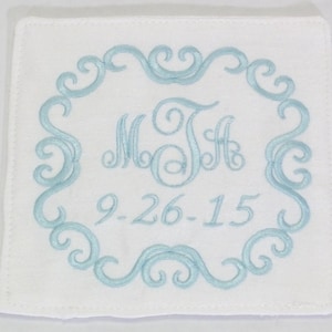 Wedding Dress Monogram Label, Personalized Monogram Label, Something Blue Monogram Label
