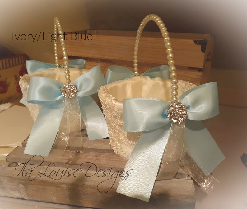 Flower Girl Basket Ivory Lace Flower Girl Basket Flower Girl Etsy