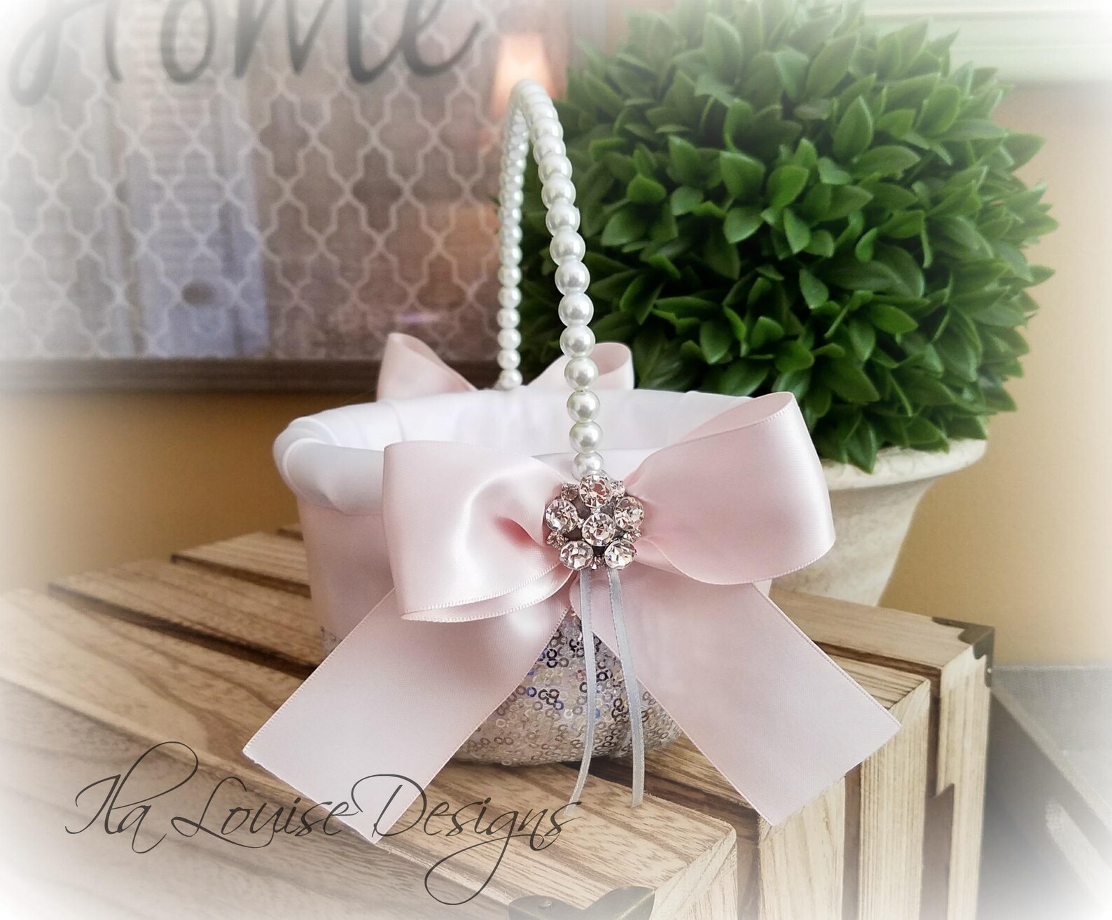 Flower Girl Basket Silver Sequined Flower Girl Basket Silver Etsy