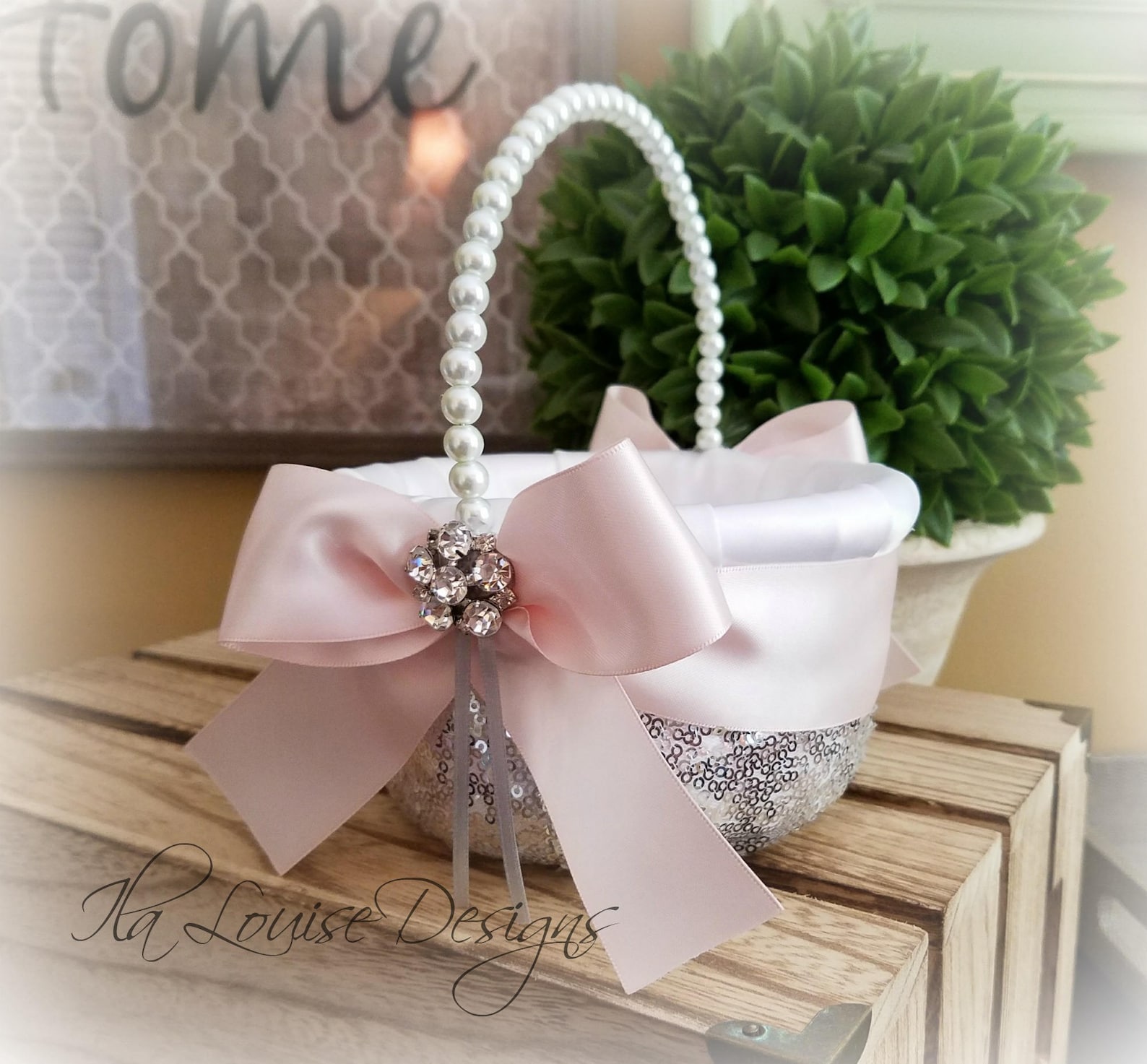 Flower Girl Basket Silver Sequined Flower Girl Basket Silver Etsy