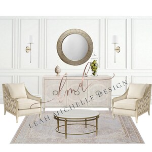 Room E-Design Package | Neutral Transitional Sitting Room | Design Concept | Interior Design Service