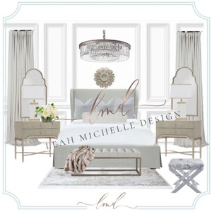 Room E-Design Package | Neutral Transitional Bedroom Board | Design Concept | Interior Design Service