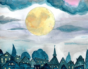 City Moon print - 8x10