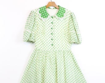1960s PETER PAN collar Dress Small Vintage 60s RUFFLED Dress