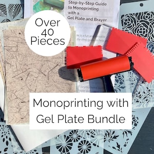 Kit de fournitures pour plaques de gel, kit de démarrage pour plaques de gel, kit d'impression sur supports mixtes, fournitures artistiques, kit de création manuelle pour adultes, kit de création d'impression monochrome