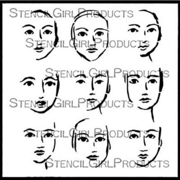 Face Stencil for Painting Plastic Face Templates Art Journaling Stencils Handmade Cards Paper Doll Stencils 6"x6" Stencil Sheet Mixed media