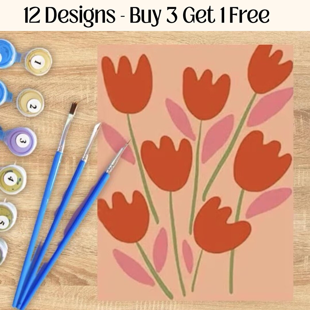 Paint by Numbers for Beginners DIY Acrylic Kit Easy Flower Painting for ...