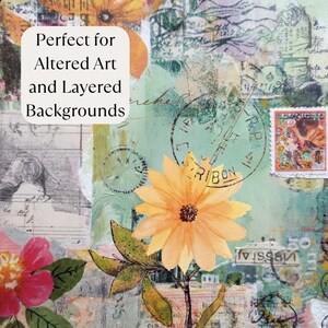 Mixed Media Art Background Papers and Supplies Mixed Media Background Idea For Art Journaling Collage Vintage Style Paper Stickers Art Kit