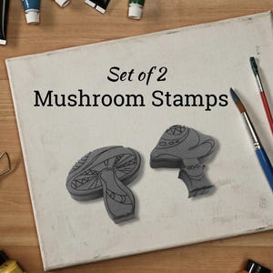 Lot de 2 grands ArtFoamies Toadstools, fournitures d'art pour la gravure, collage, artisanat sur les champignons, fournitures pour journaux éphémères et indésirables