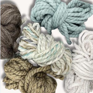 Fiber Artist Curated Wool Roving Bundle Cotton Cord Craft Supply Natural Fiber Pack Mixed Texture Weaving Project Wool Craft 8 color options