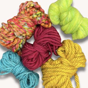 Wool Roving Bundle Adds Depth Cotton Cord Craft Supply Natural Fiber Pack Mixed Texture Weaving Project Wool Craft Material  8 color options