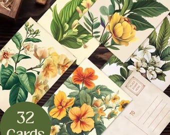 Junk journal supply vintage botanical ephemera scrapbook paper pack vintage style botanical card floral craft supply botanical illustration