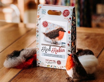 Easy Needle Felting Kit Cute Animal Toy Kits Craft For Beginner felt Robin Needle Felting Kit Felting Supplies DIY Craft Kit felted bird