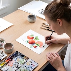 Watercolor Practice Paper with Pre Drawn Fruit Drawing 230g Thick Watercolor Paper Beginner Friendly Relaxing Art Gift 20 Pre-printed Sheets