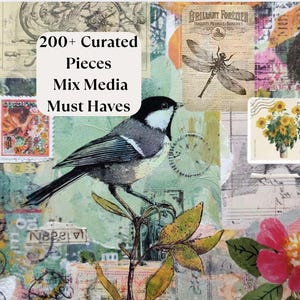 Mixed media supplies Collage paper Altered art supplies Background papers Layering paper Vintage collage kit Abstract Art collage supplies