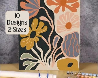 Relaxing Paint by Numbers Kit for Adults with Preprinted Canvas Sheet Easy DIY Art Activity for Stress Relief and Home Decor Gift Idea