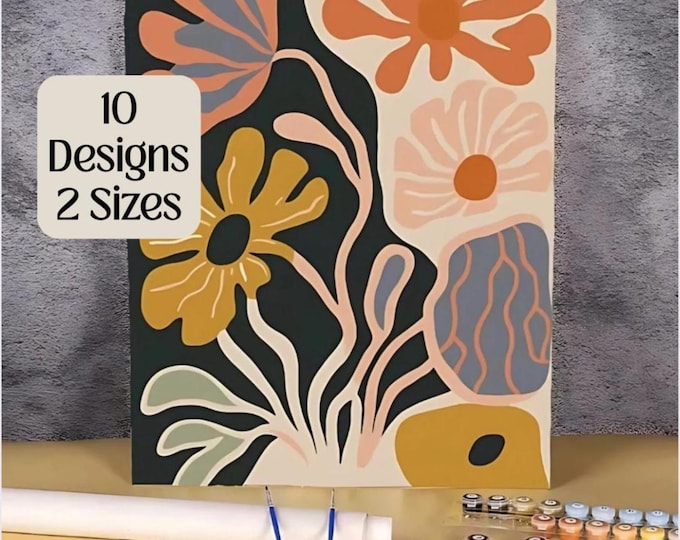 Relaxing Paint by Numbers Kit for Adults with Preprinted Canvas Sheet Easy DIY Art Activity for Stress Relief and Home Decor Gift Idea