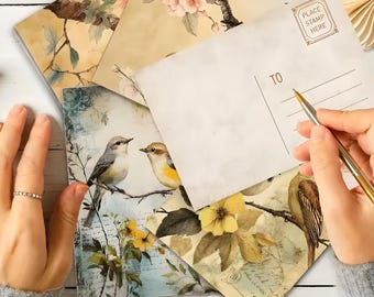 Vintage Songbird Postcard Gift Set Cottagecore Bird Stationery Aesthetic Writing Gift for Nature Lover Bird Postcard Stationery Gift Writer