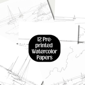 Pre Printed Watercolor Practice Sheets Coastal Watercolor Pages for Beginners Watercolor Painting Practice with Reference Images