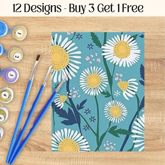 Beginner Friendly Paint by Number Kit for All Age DIY  Flower Painting  Family Activity Gift Creative Event Activity Paint Night Supplies