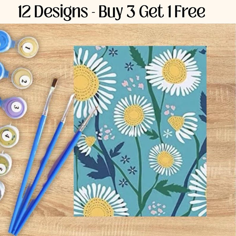 Beginner Friendly Paint by Number Kit for All Age DIY Flower Painting Family Activity Gift Creative Event Activity Paint Night Supplies image 1