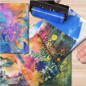 Fournitures artistiques pour plaque d'impression en gel pour kit artistique débutant Outils artistiques techniques mixtes pour le scrapbooking Fabrication de cartes Ensemble artistique d'arrière-plan texturé