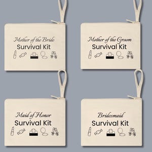 Mother of the Bride Survival Kit Zipper Pouch Bridal Party Accessory Wedding Essential Bridal Party Gift  Makeup Organizer Bridesmaid Gift