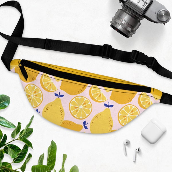 Canvas Sling Bag for Women in Lemon Pattern Purse or Cute Bum Bag Hip Bag Cross Body Waist Bag Fanny Pack Summer Travel Accessory Womens Bag