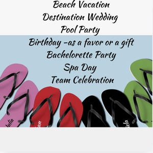 Beach Vacation customized gift destination wedding gift pool party favor bachelorette party spa day party team celebration flip flop sandal