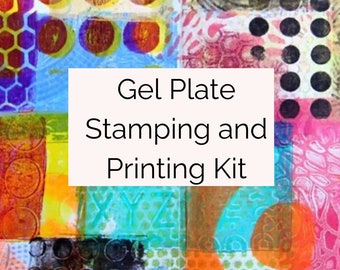 Gelli Arts Stamp Kit Printing Kit  Gel Plate Kit Monoprinting Kit, DIY Stamp Kit, Stamp Making Kit with 5 X 5 Gel Printing Plate