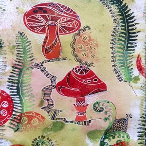 Lot de 2 petits tampons en mousse ArtFoamies champignons vénéneux Tampon en mousse Woodland Mushroom champignon butinage nature art cadeau impression fabrication de fournitures artistiques