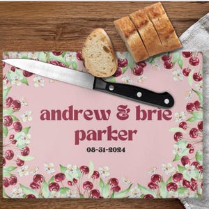 Unique wedding gift custom kitchen decor Personalized engagement gift glass cutting board Custom bridal shower kitchen decor gift for couple