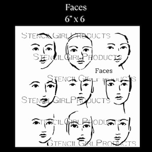 Face Stencil for Painting Plastic Face Templates Art Journaling Stencils Handmade Cards Paper Doll Stencils 6&quot;x6&quot; Stencil Sheet Mixed media