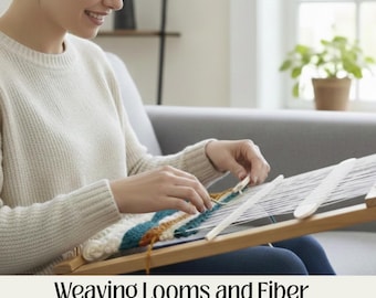 Wooden Frame Loom for Weaving Tapestry Loom with Tools Medium Weaving Frame with Comb Shaft Needle and Winder Hand Loom for Yarn Art Project