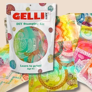 Kit de impresión con placa de gel para hacer sellos y manualidades para niños, paquete de suministros para proyectos de arte con materiales para enseñar arte, juego para manualidades en casa y educación en Gelliarts