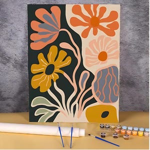 Relaxing Paint by Numbers Kit for Adults with Preprinted Canvas Sheet Easy DIY Art Activity for Stress Relief and Home Decor Gift Idea