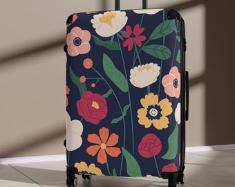 Juego de equipaje con estampado de flores de colores, maleta giratoria con estampado floral, rueda de equipaje de viaje con estampado floral, estuche rígido para equipaje de viaje con ruedas