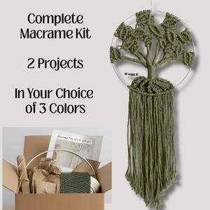 DIY Macrame Tree of life Kit  Adult Beginner Macrame Wall Hanging Learn to Make Macrame Bonus Project Macrame Key Ring Tutorial and Supplies