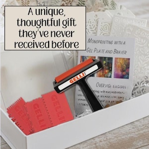 Gel Printing Gift Set for Creative People 5x7 Gel Plate Kit with Roller Stencil Rice Paper Mini Tool and Step by Step Guide creative gift