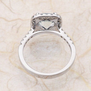 Aquamarine Engagement Ring, Cushion Cut Aquamarine Halo Design, March Birthstone, Birthday Gift image 4
