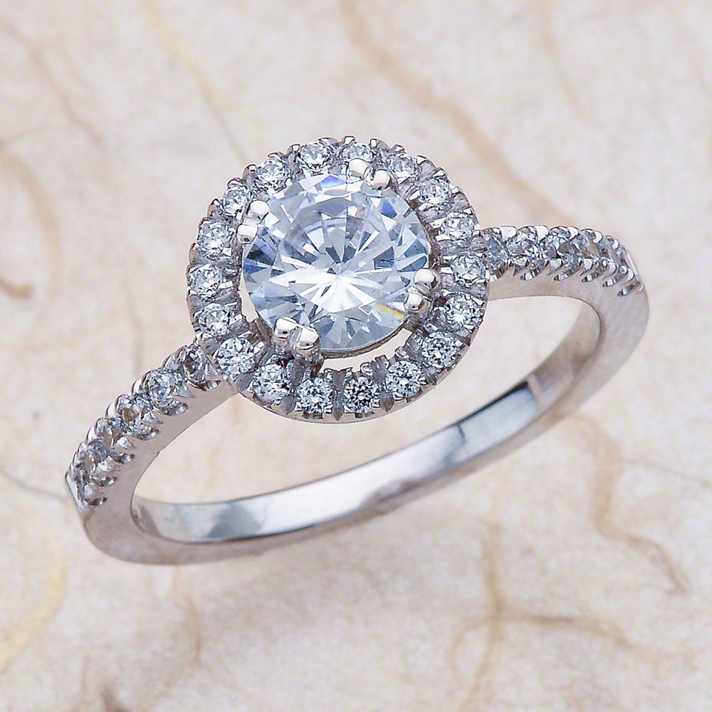 Anillo de compromiso de zafiro blanco oro blanco anillo de Etsy