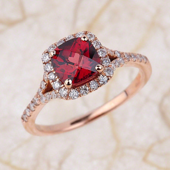 Garnet rose gold engagement ring clearance