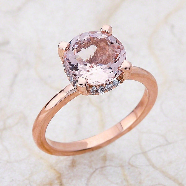 Rose Gold Engagement Ring Morganite Solitaire, Morganite Solitaire Engagement Ring Rose Gold, Morganite Rose Gold Engagement Ring, Morganite