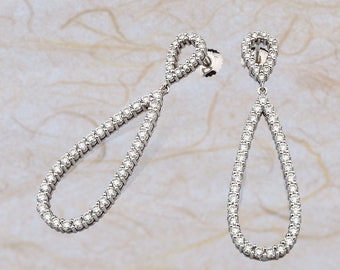 Moissanite Dangling Earrings in 14K Gold (White, Rose, or Yellow)