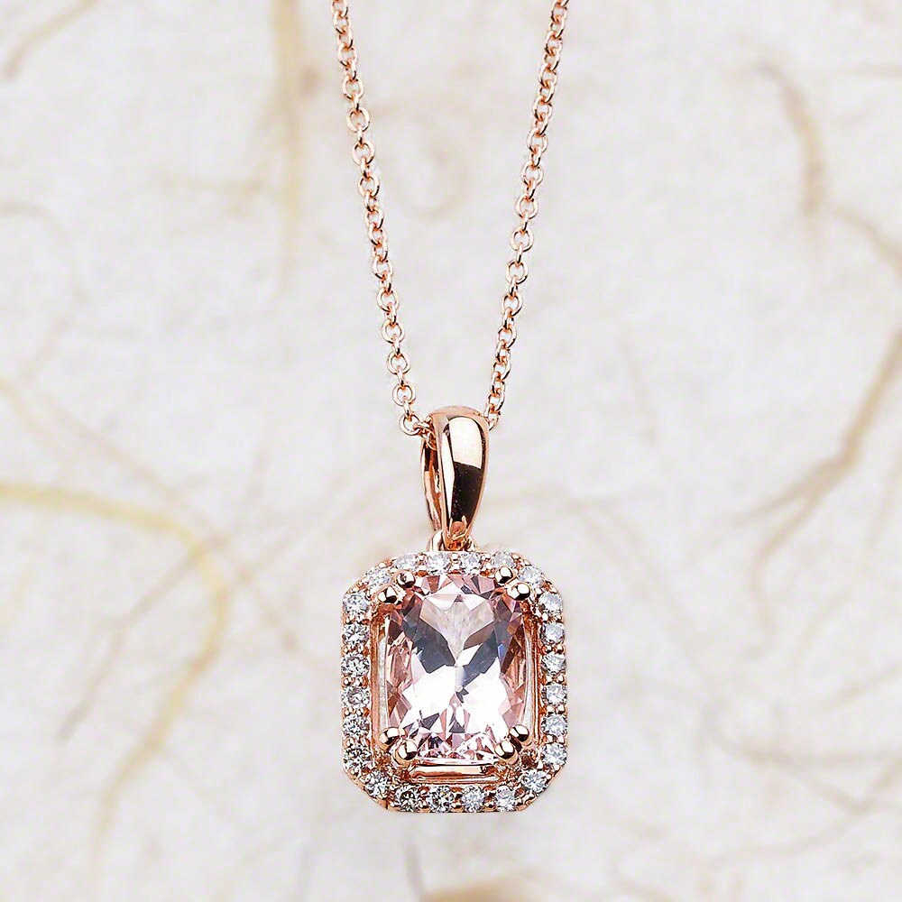 Morganite necklace rose gold Clearance